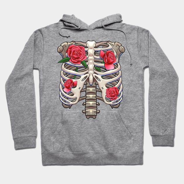 Floral Skeleton Rib Cage Bone Gift Hoodie by basselelkadi